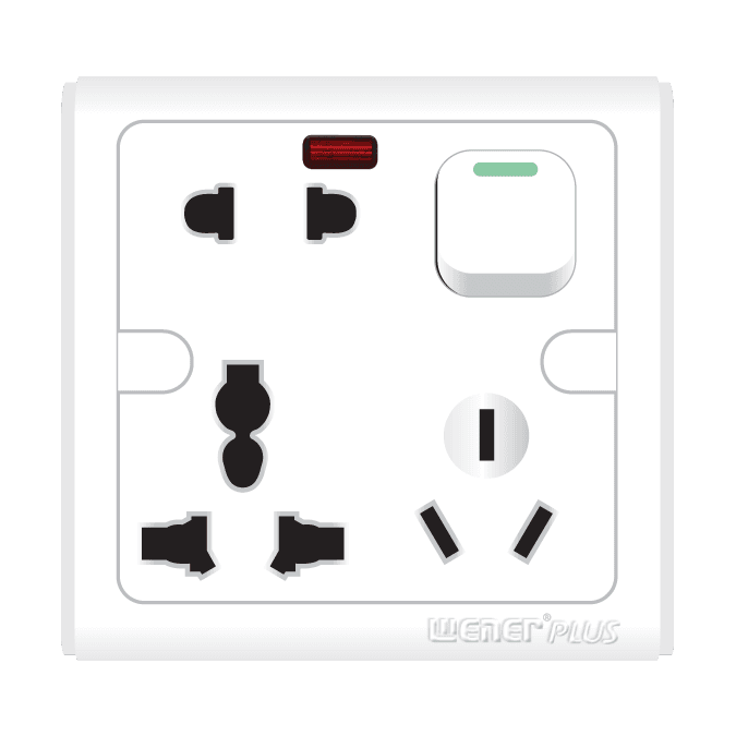Wener Plus 6 pin Multi Socket With Switch